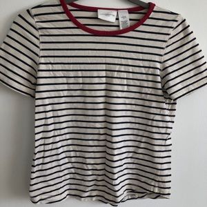 Liz Claiborne navy blue stripped shirt